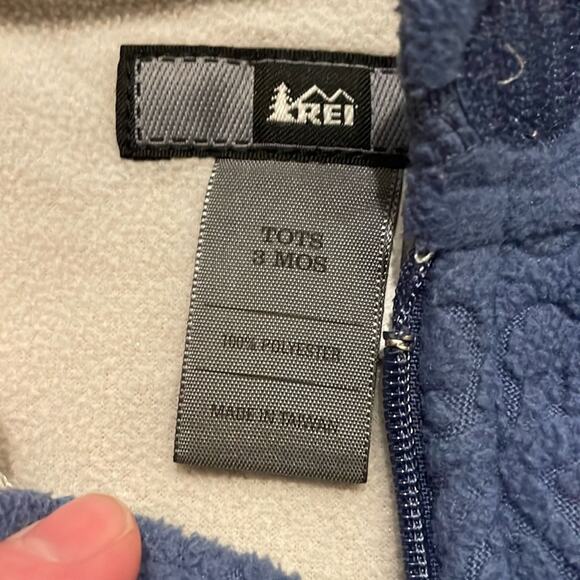 REI Brand Infant Fleece Bunting Size 3 Months Blue Floral Embossed Zip Up Hooded - Picture 2 of 10